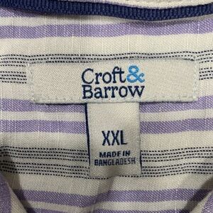 croft & barrow Light Purple and White Striped Sleeveless Button-Down Shirt